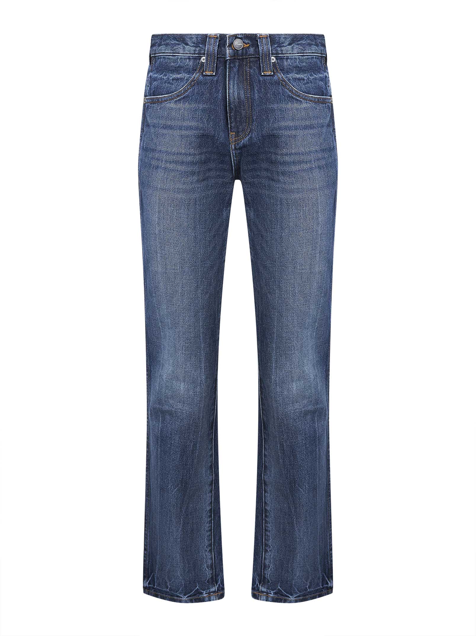 Straight-Leg Cotton Denim Jeans — Blue