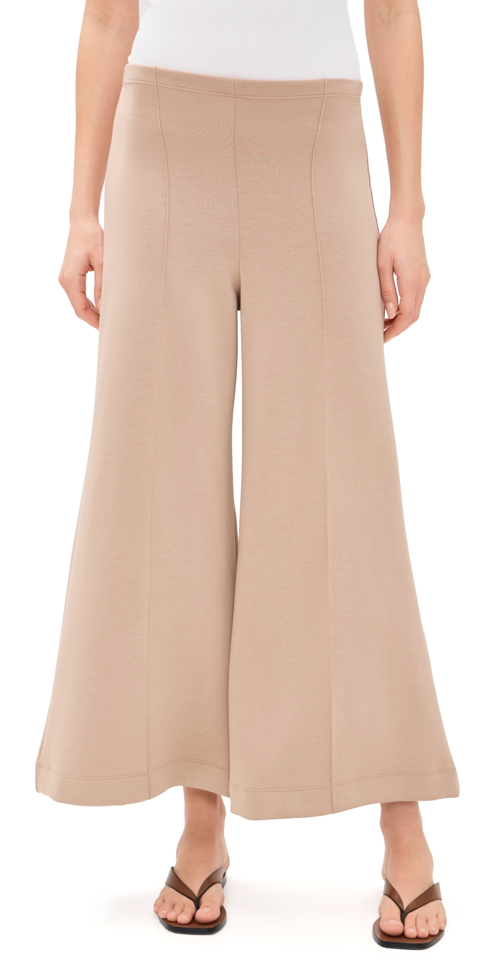 Scuba Cropped Wide Leg Pants Tan