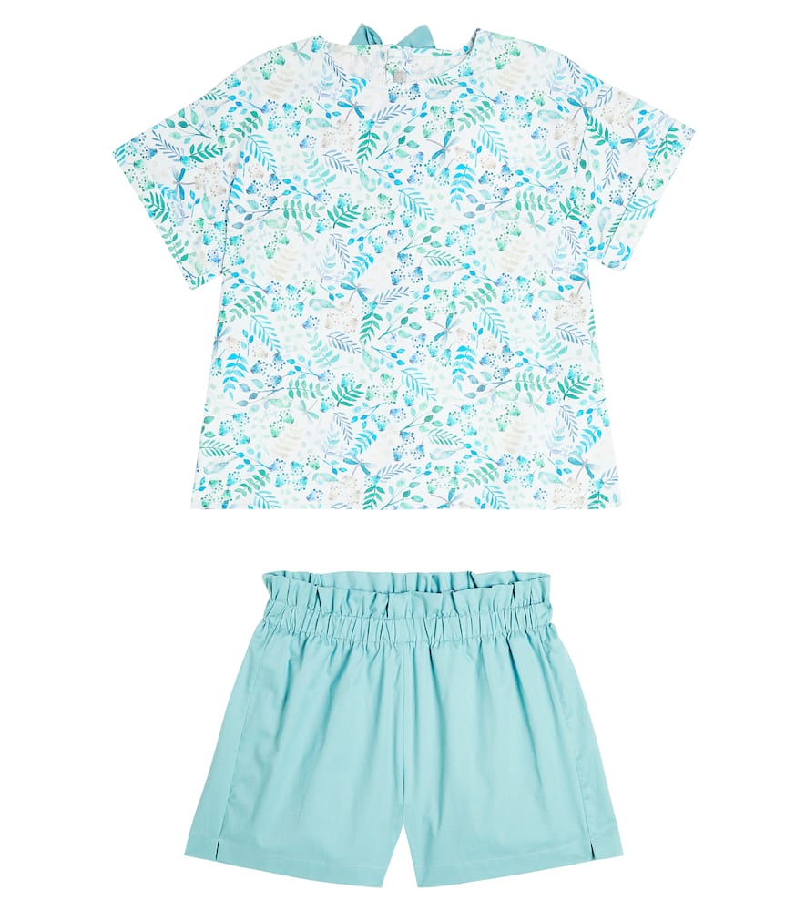 Printed cotton T-shirt and shorts set