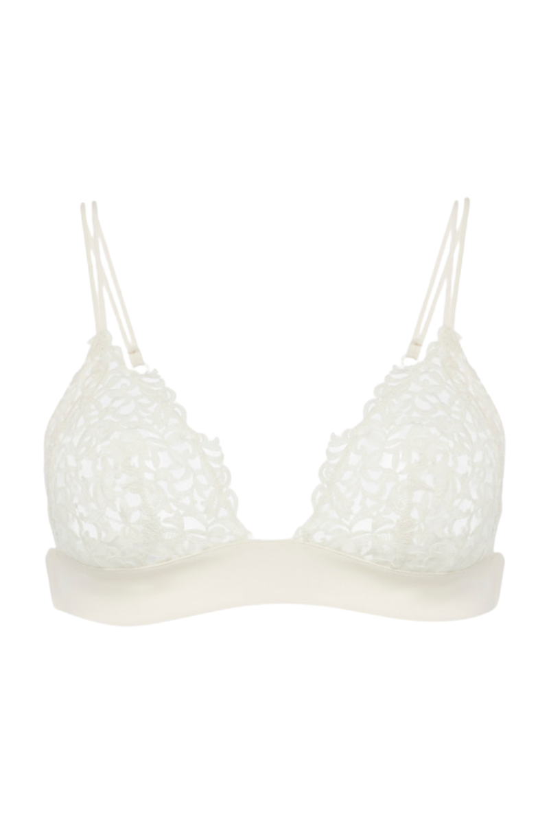 Macramé Triangle Bra — White