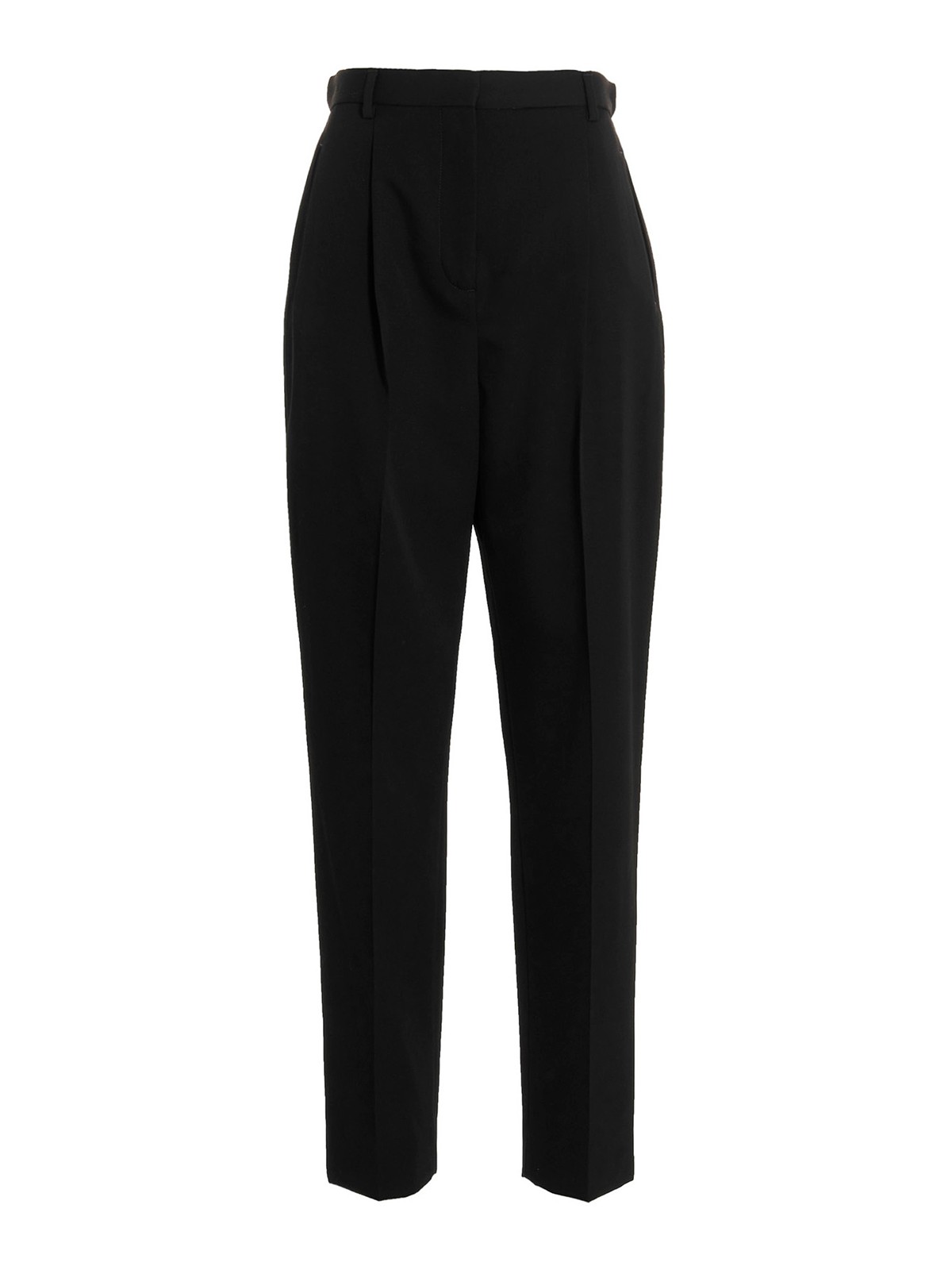 Wool twill pants with front pleats