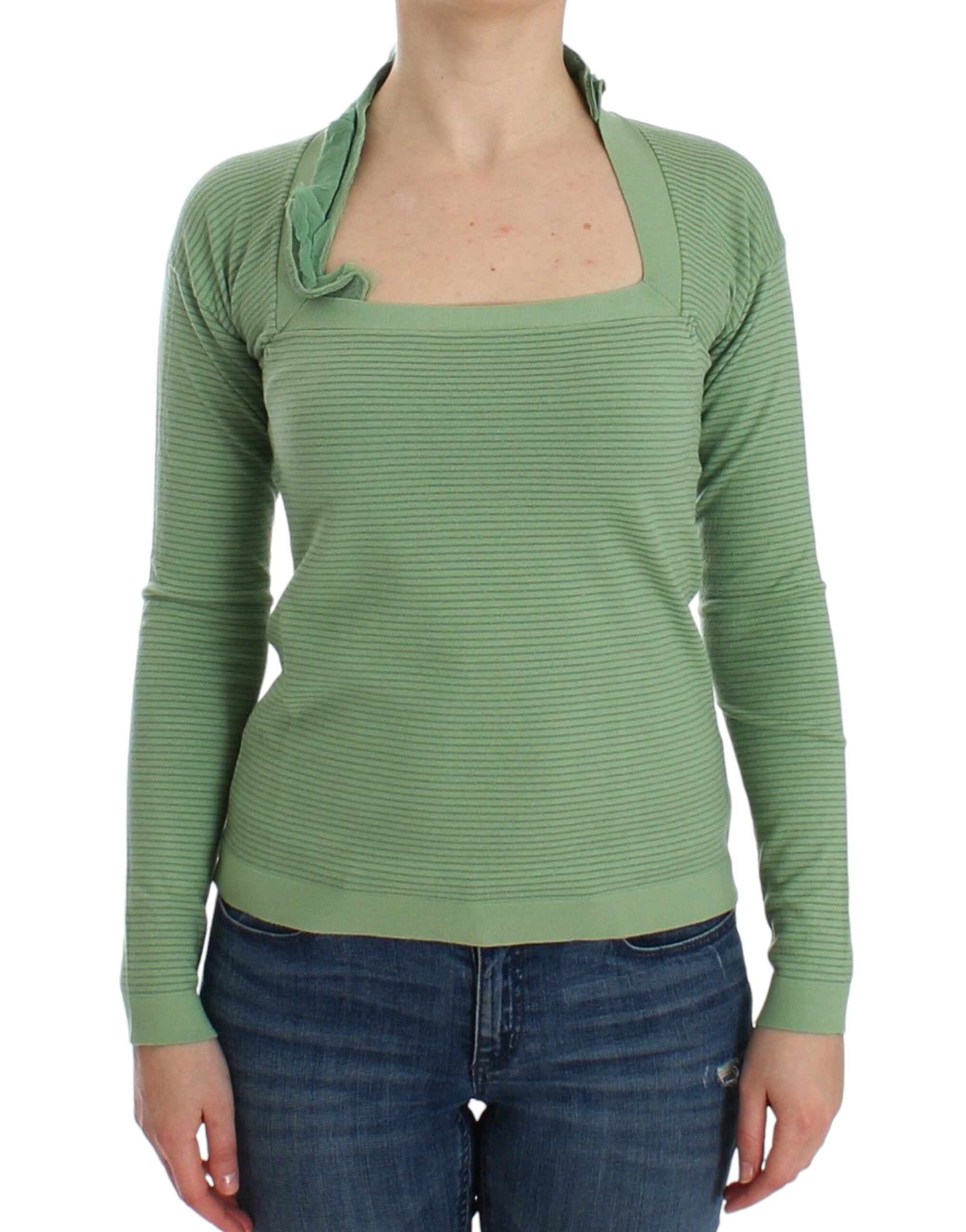 Wool Blend Striped Sweater — Green
