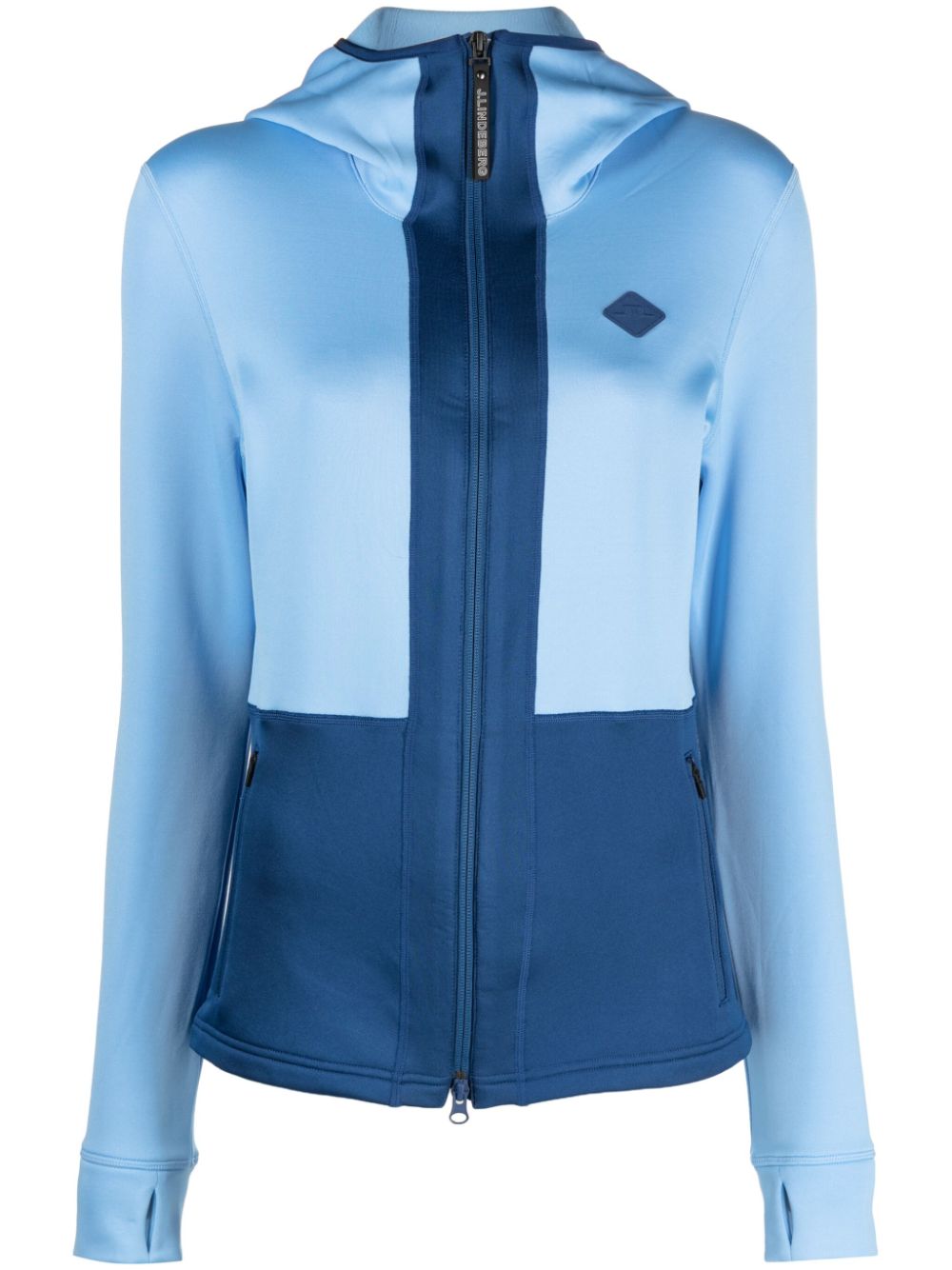 Logo-patch two-tone hoodie - Blue