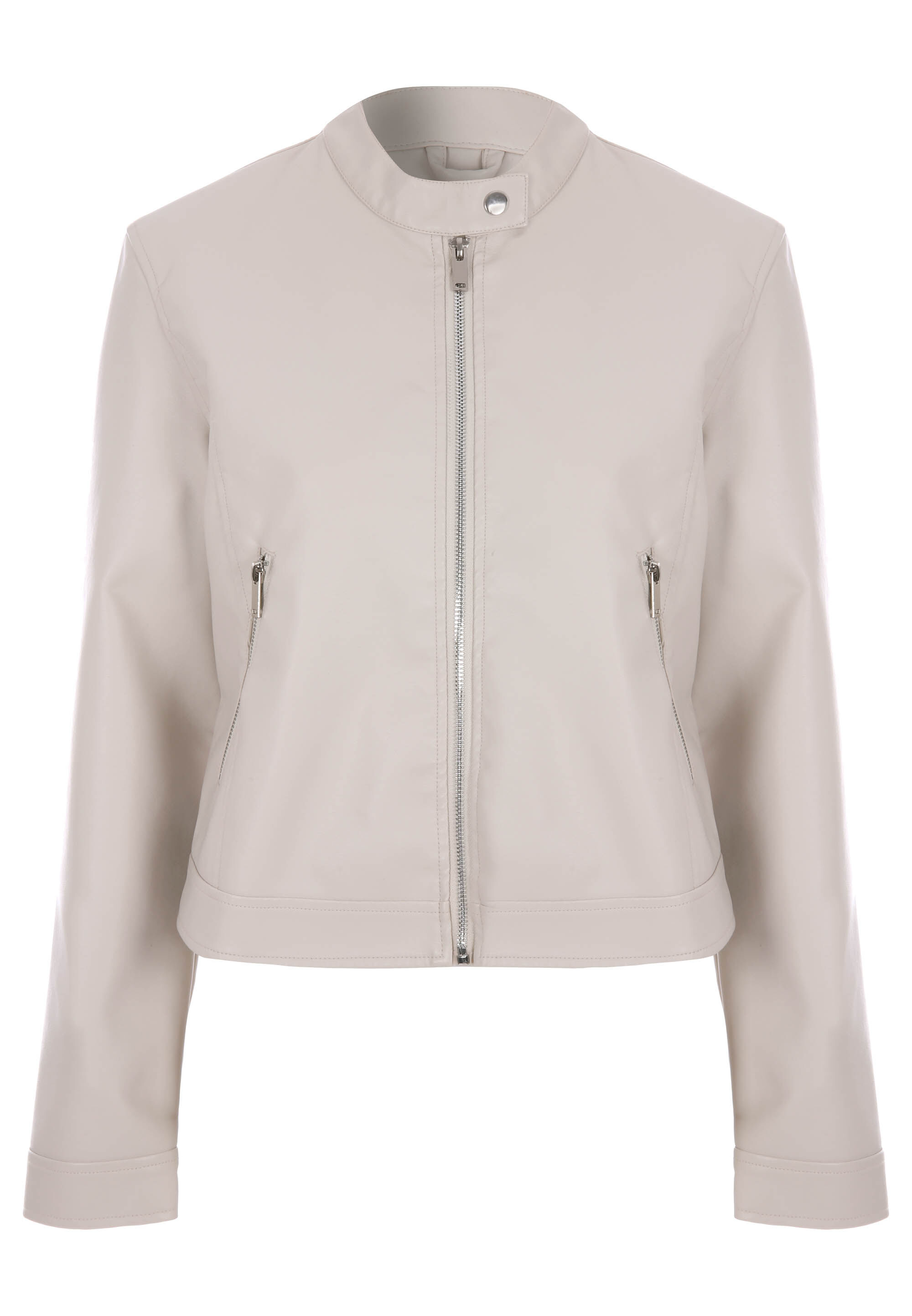 Womens Stone Faux Leather Biker Jacket