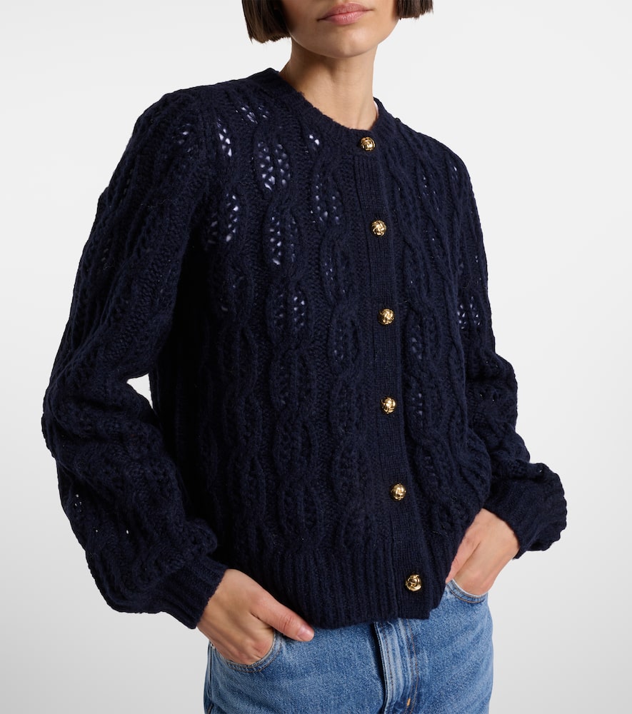 Caped wool-blend cardigan