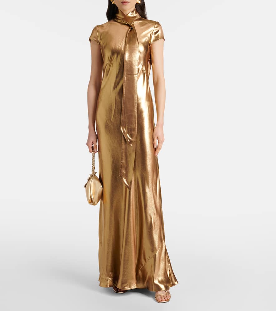Solar Gaze scarf-detail satin gown