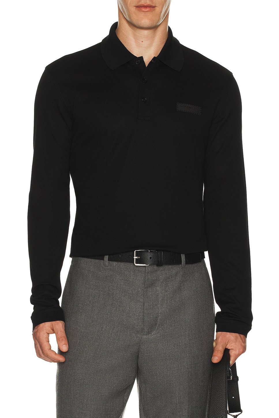 Givenchy Long Sleeve Polo Regular Fit in Black - Black. XXL/2X also in L, M, XL/1X