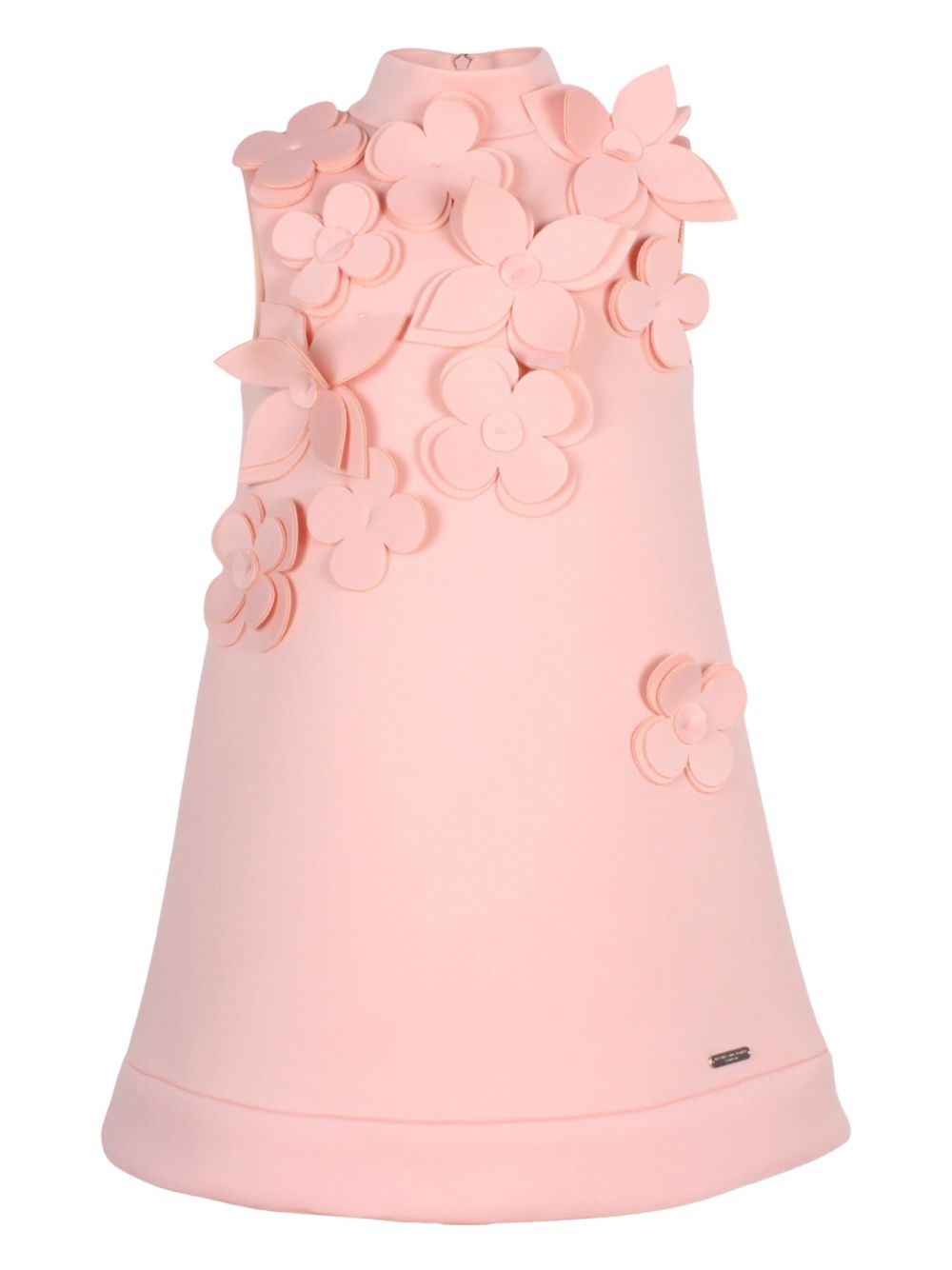 High-neck flower-embellished dress - Pink