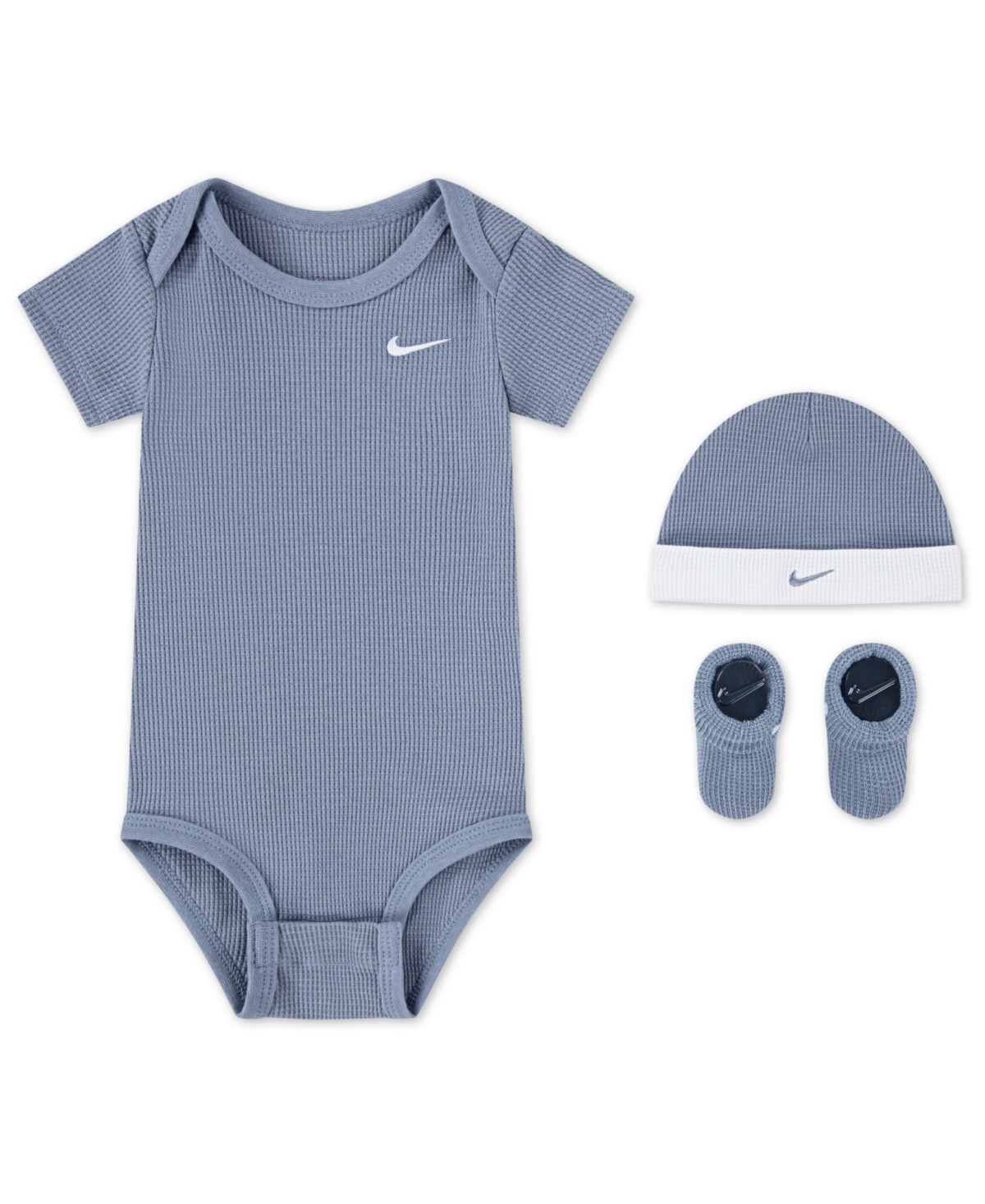 Baby Boys or Girls 3-Piece Short-Sleeve Bodysuit, Booties and Hat Set - Ashen Slate