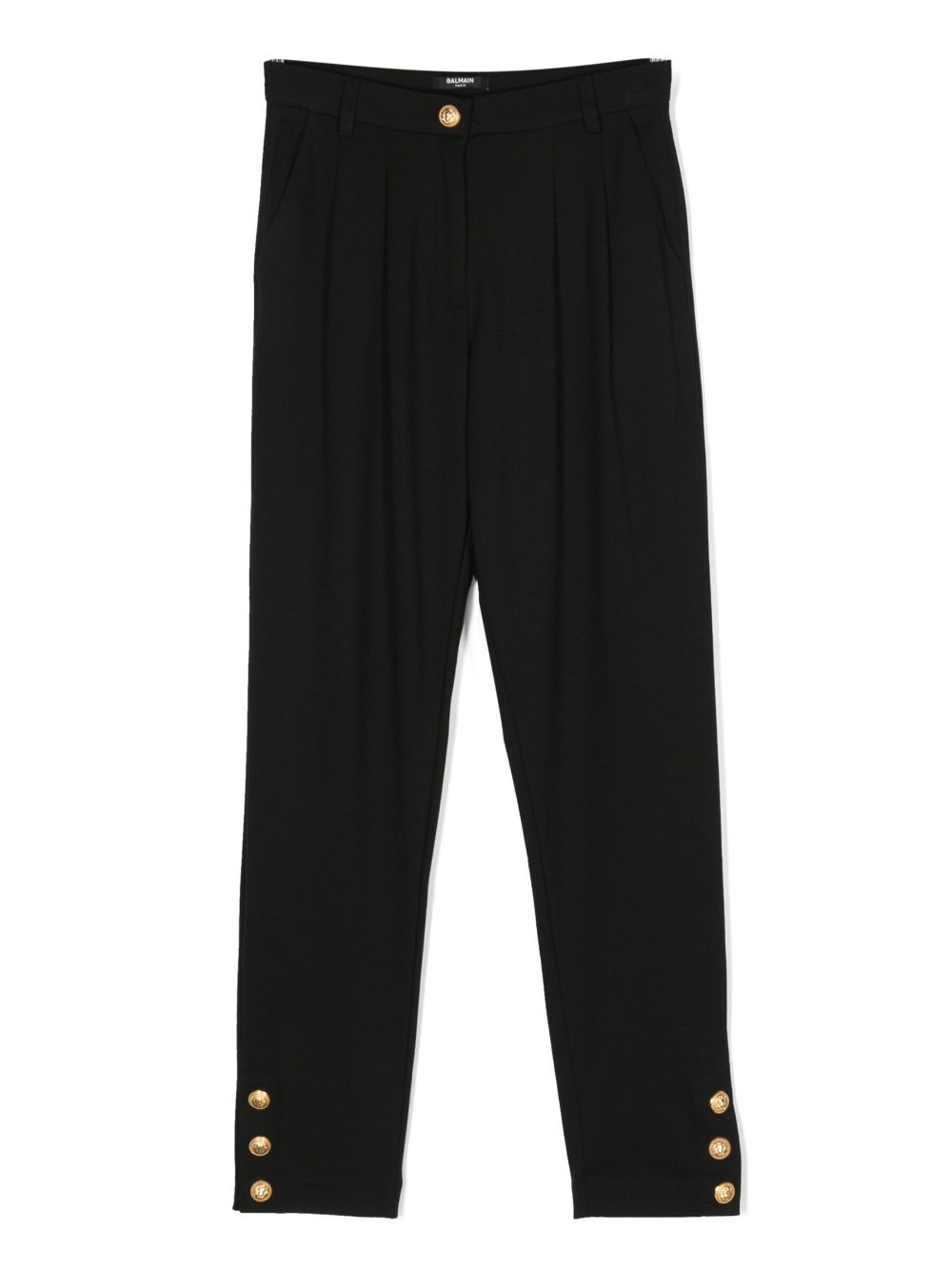 Buttoned-cuff high-waisted trousers - Black