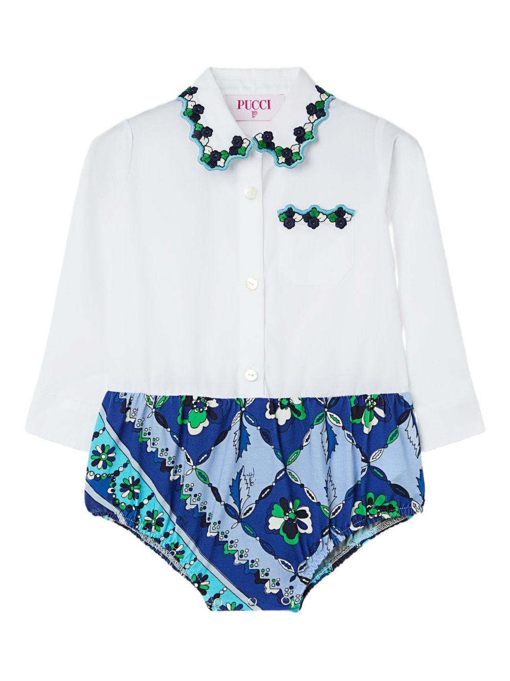 Scalloped-collar romper - White