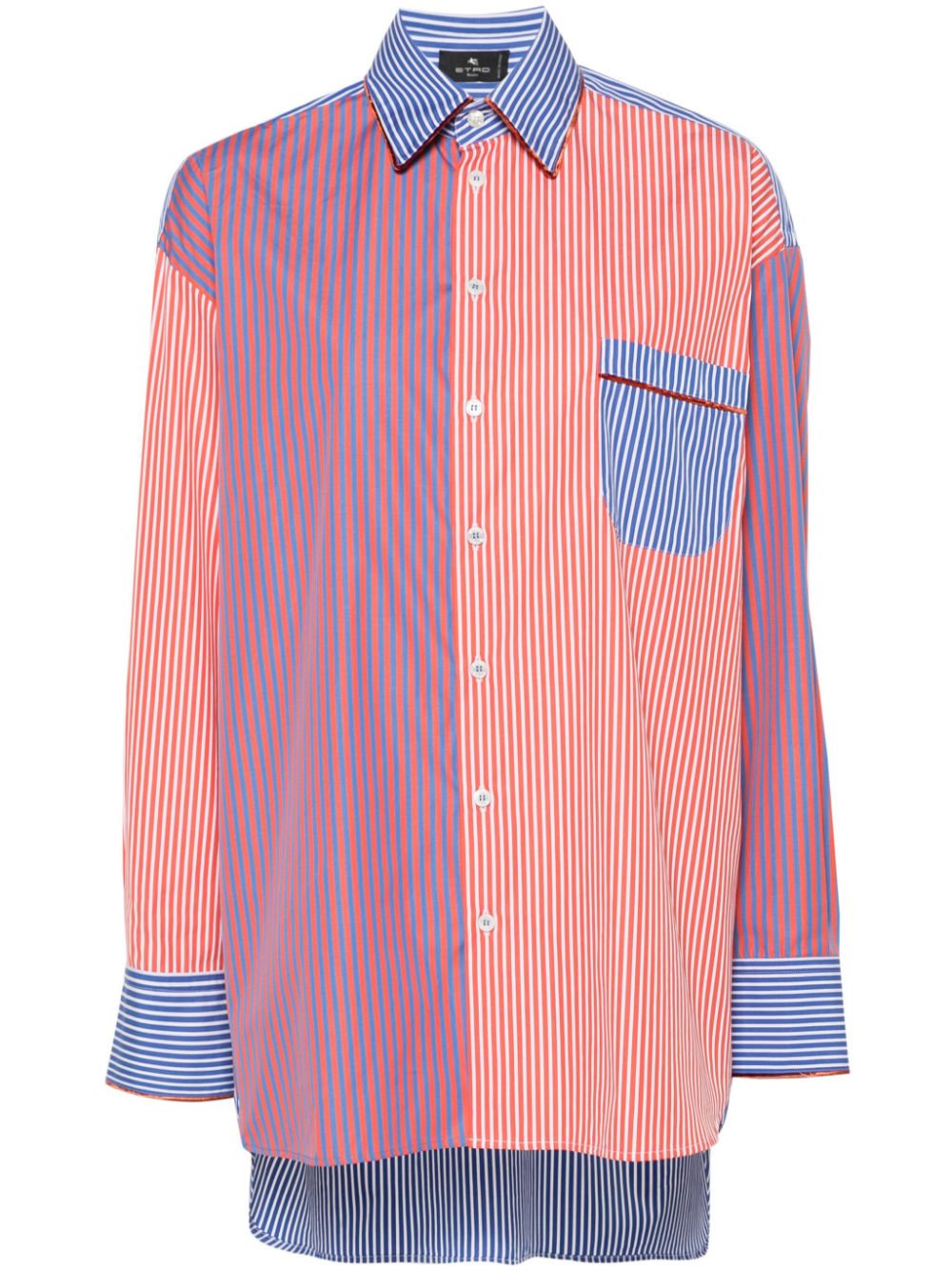 Stripe-pattern cotton shirt - Orange