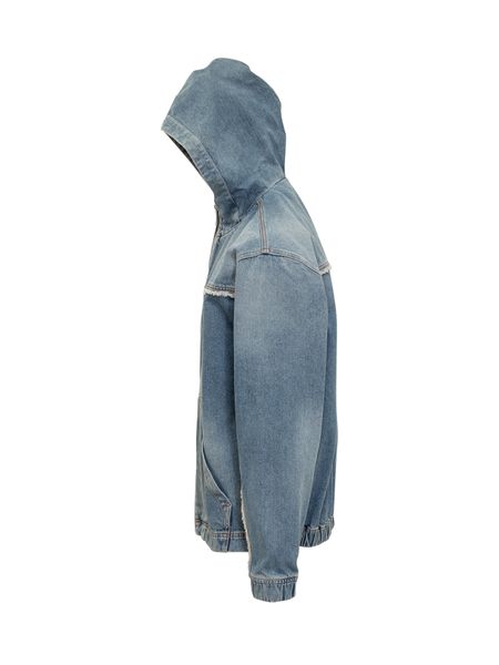 Marcelo Burlon County of Milan Fringed Zipped Denim Hooded Jacket