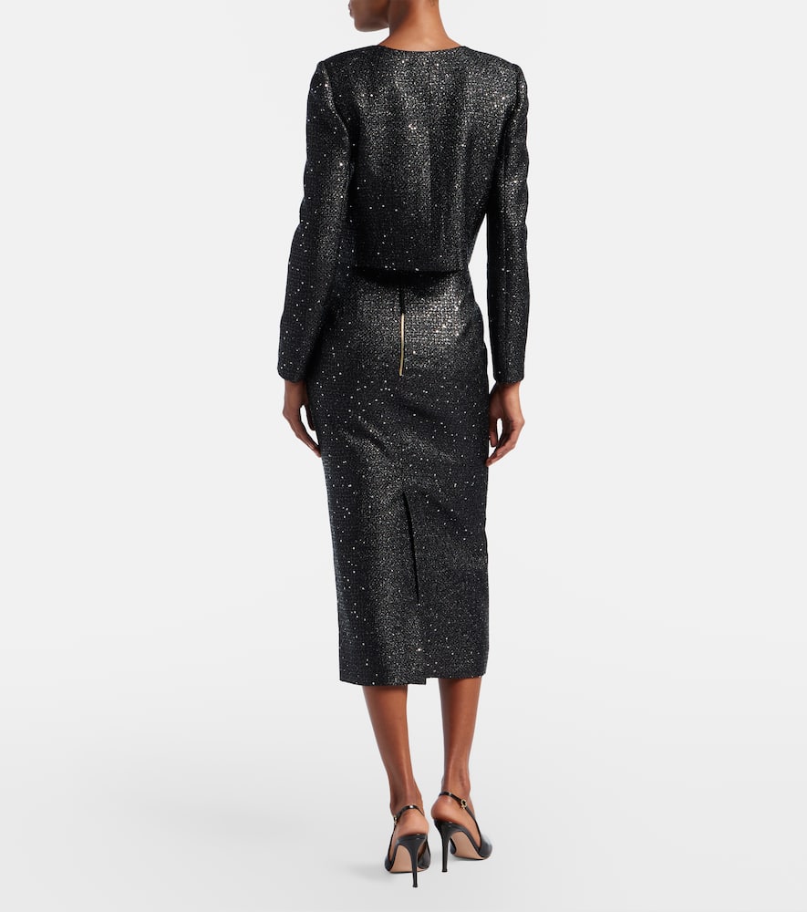 Sequined lamé tweed pencil skirt