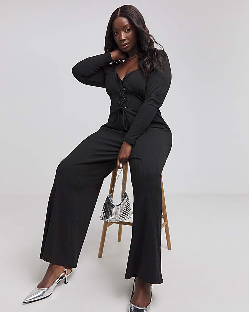 Wide Leg Stretch Rib Jumpsuit