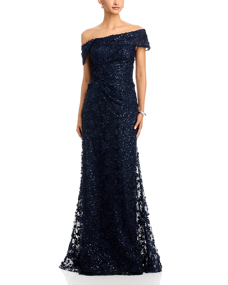 3D Lace Off-the-Shoulder Gown