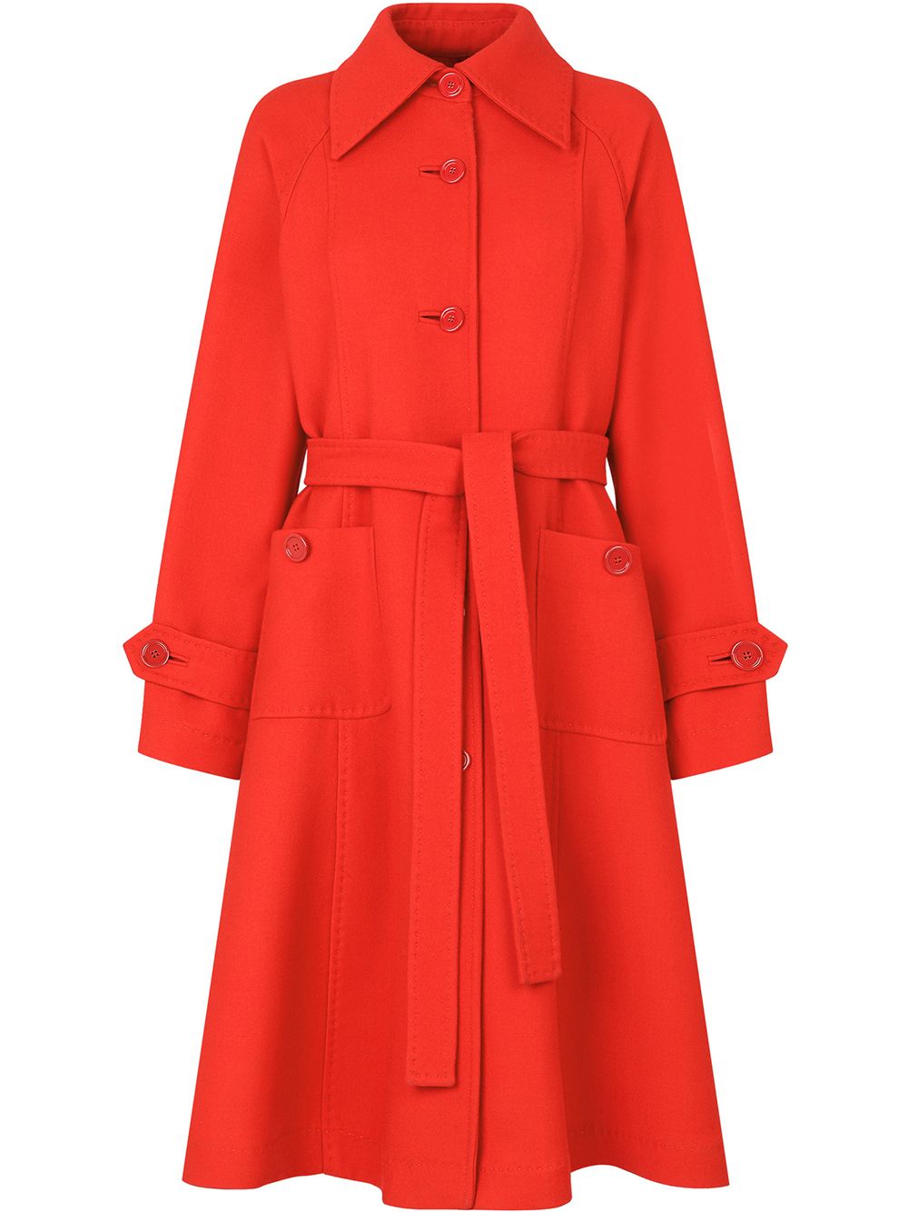Belted A-line trench coat - Red