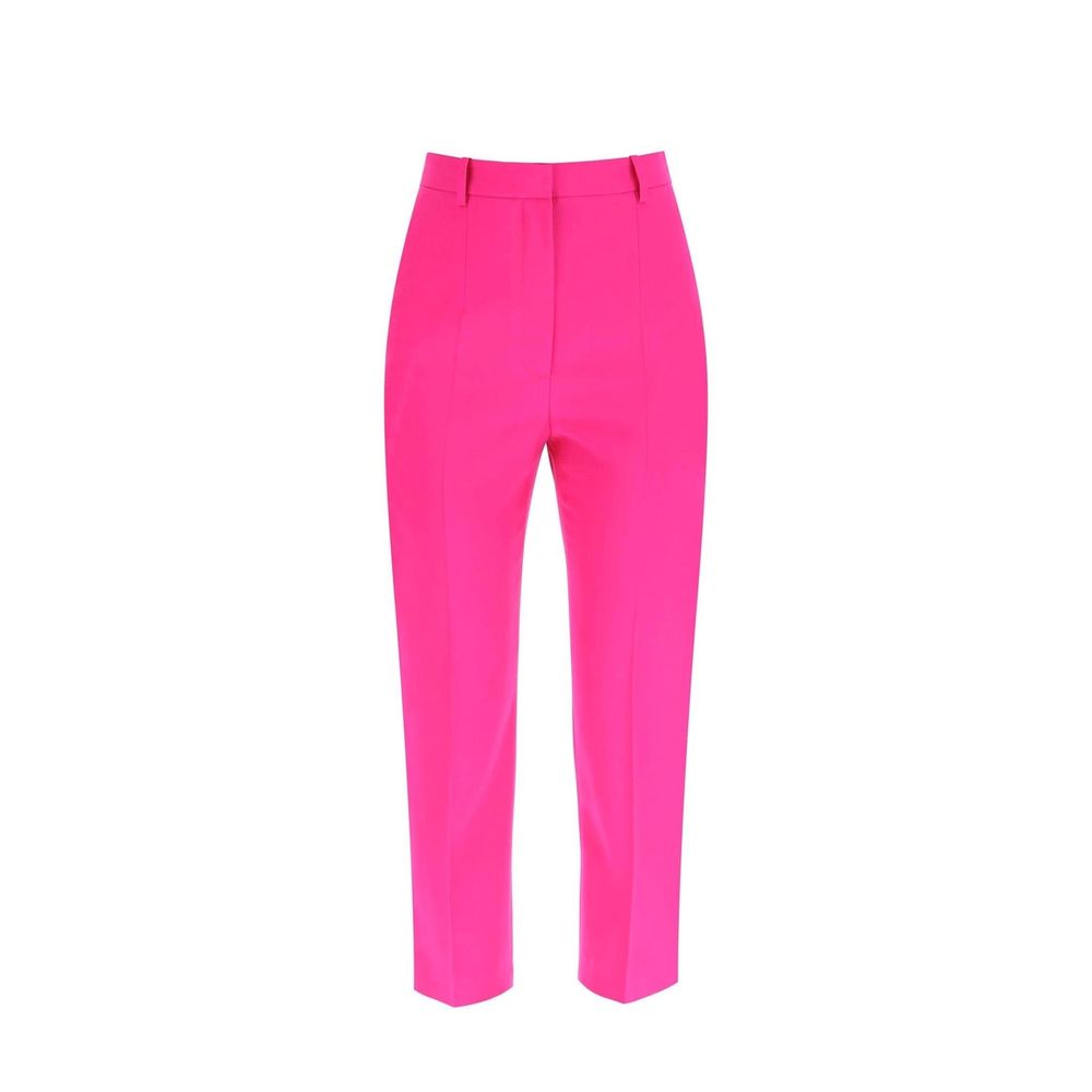 Wool Cropped Trousers — Pink