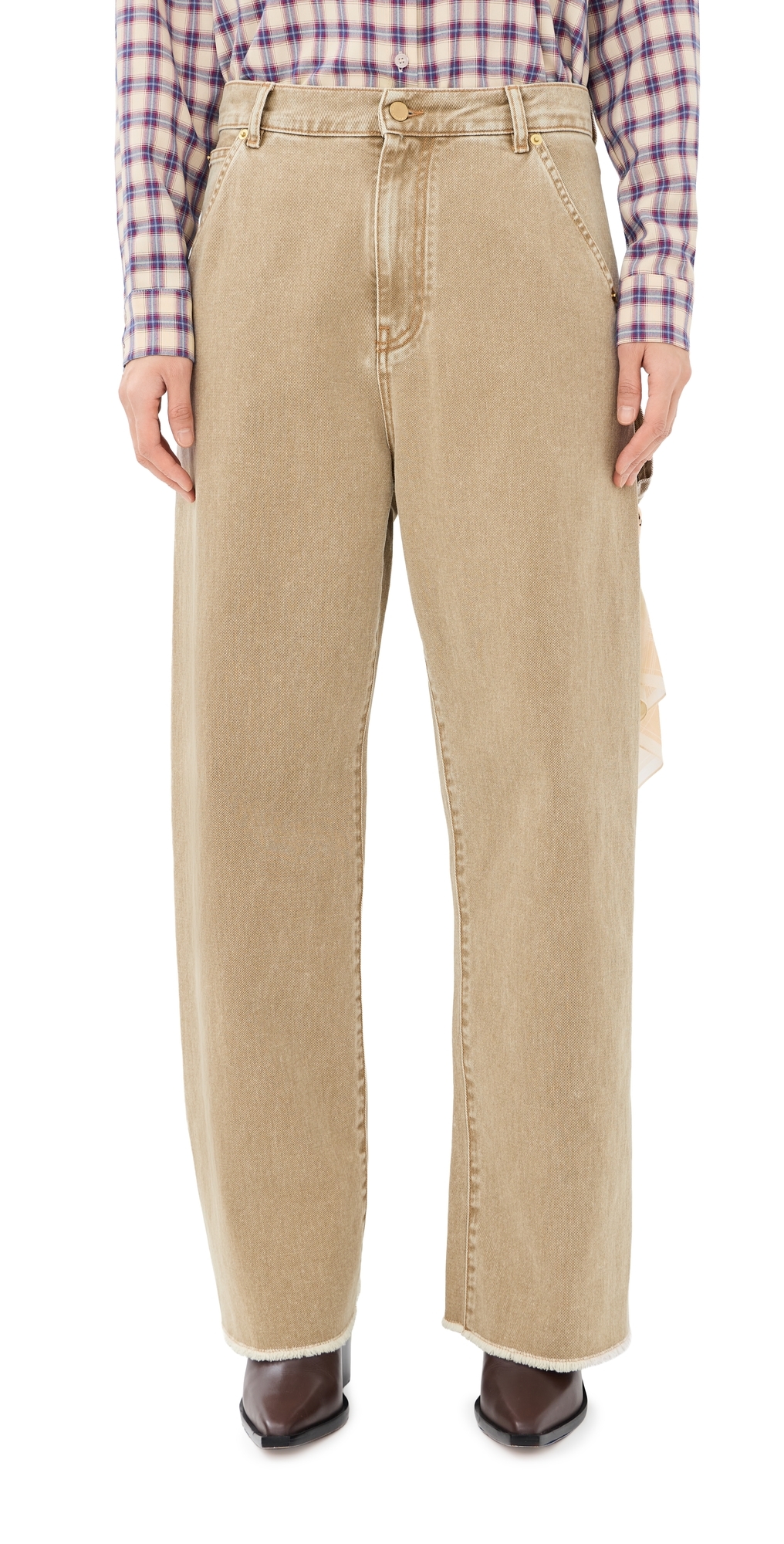 Sienna Loose Back Split Denim Jeans Camel