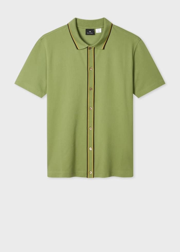 Khaki Button-Through Polo Shirt Green