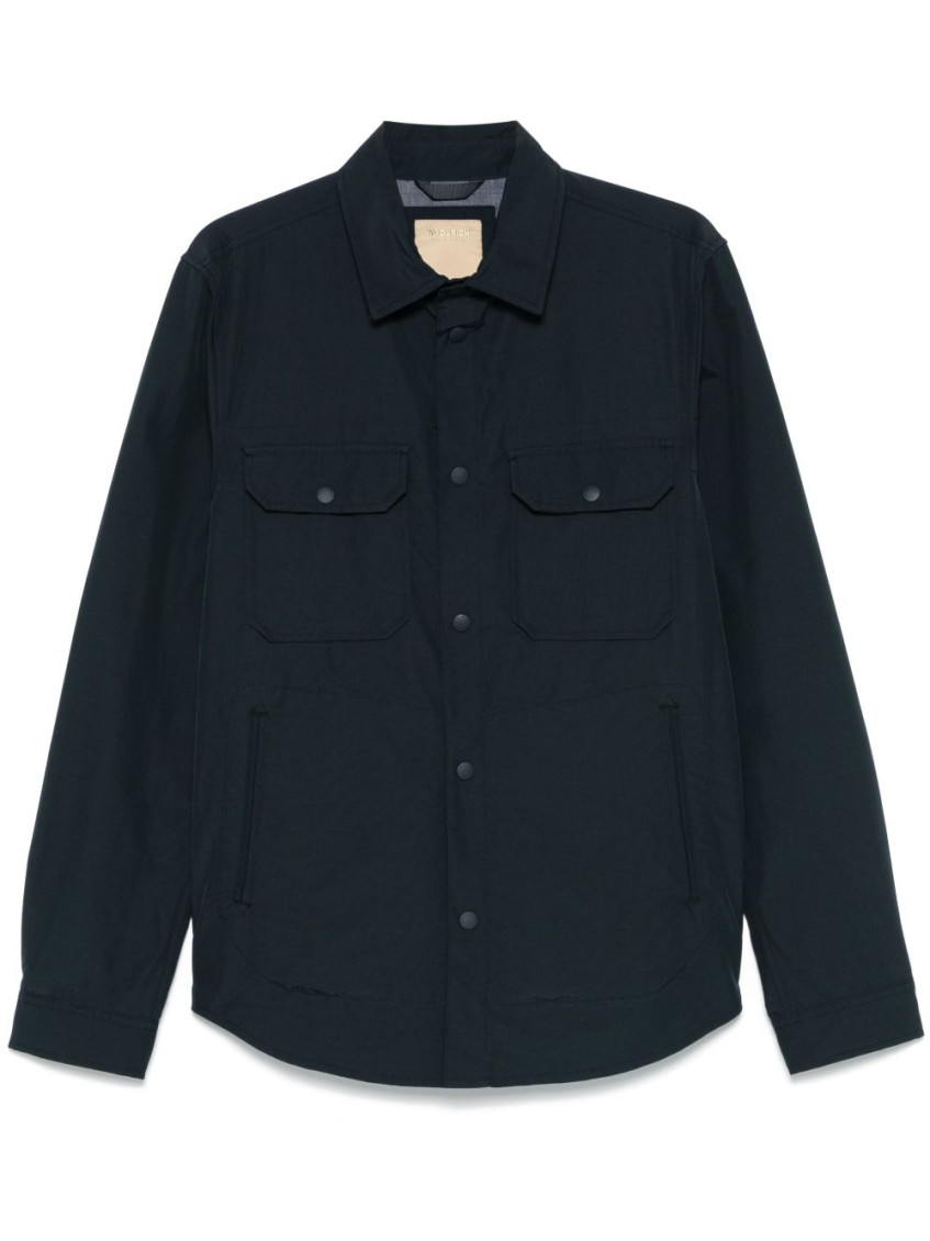 Navy Blue Cotton Blend Shirt