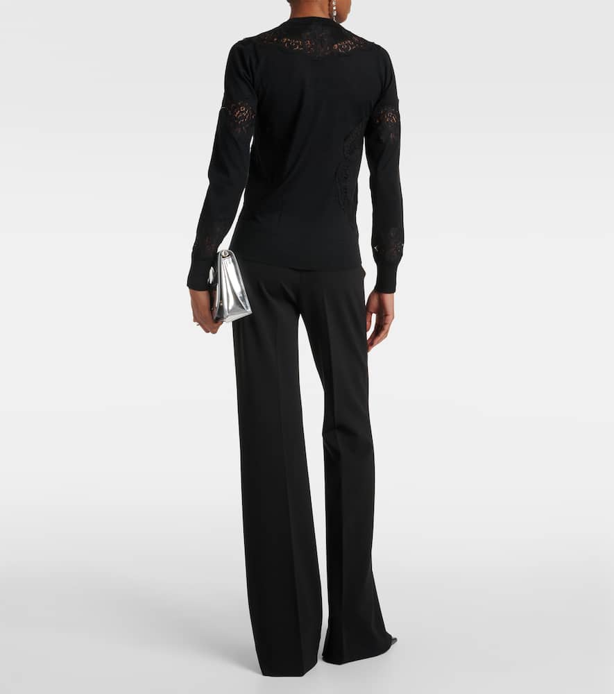 Lace-trimmed cashmere-blend sweater