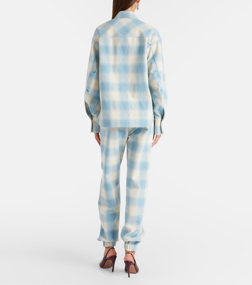 Checked cotton and wool tapered pants