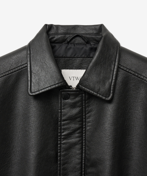 8262 Washed Oversized Leather Jacket