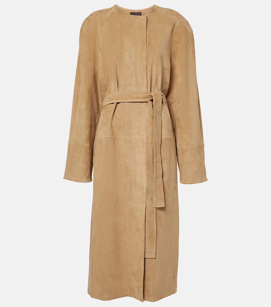 Dietrich suede-trimmed cotton-blend trench coat