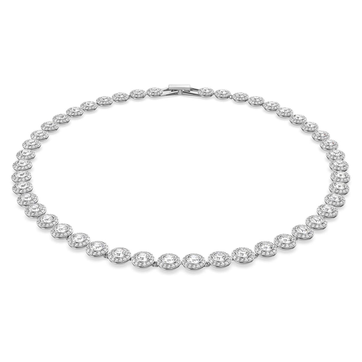 Una Angelic Tennis necklace, Round cut, Medium, White, Rhodium plated