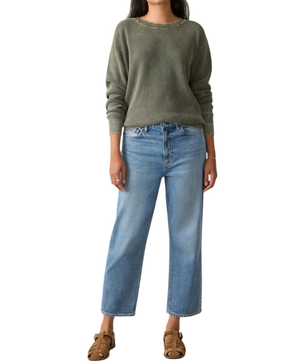 Sunwashed Crewneck Sweater In Green