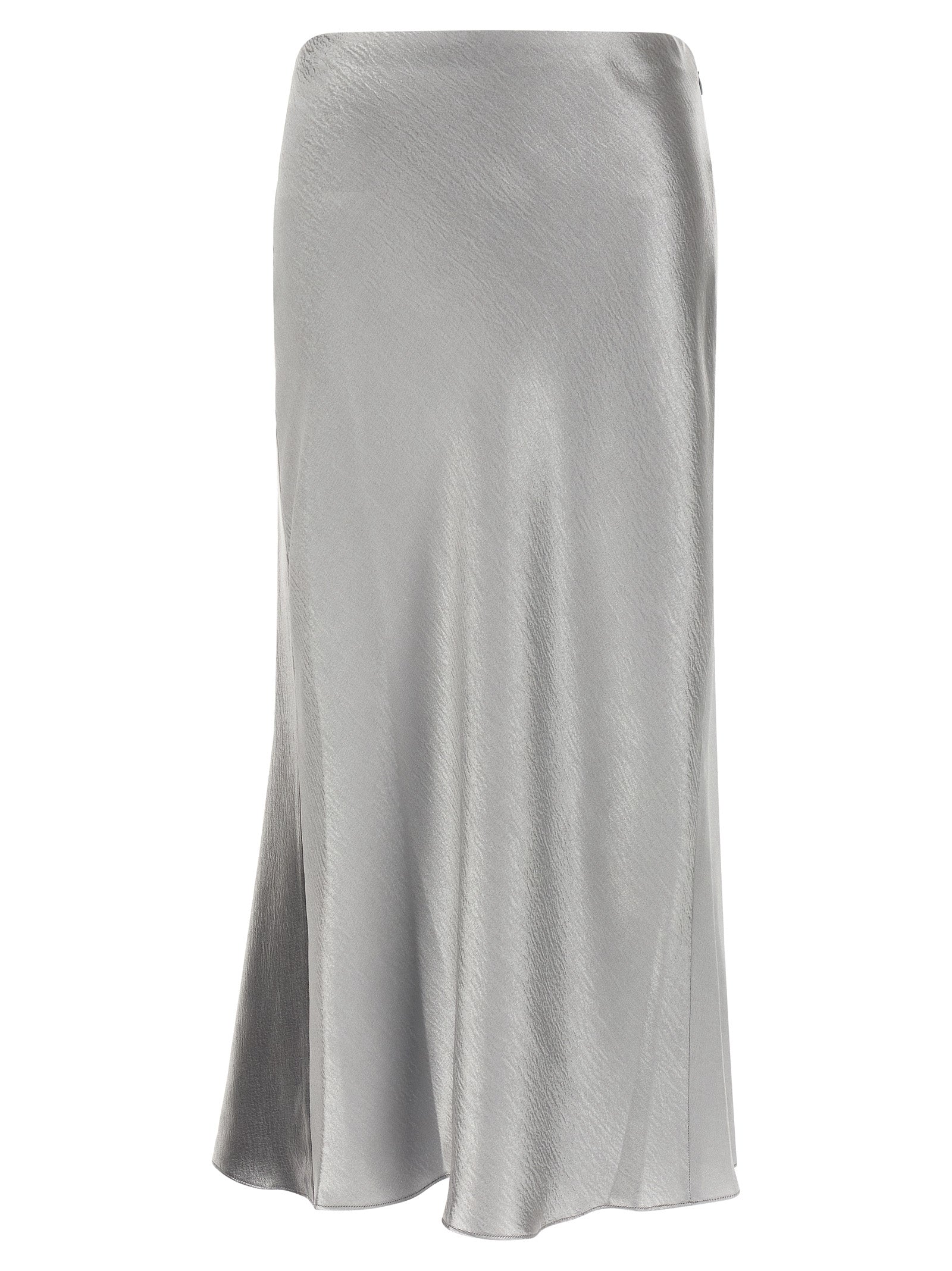 Silk-Effect Satin Midi Skirt — Gray