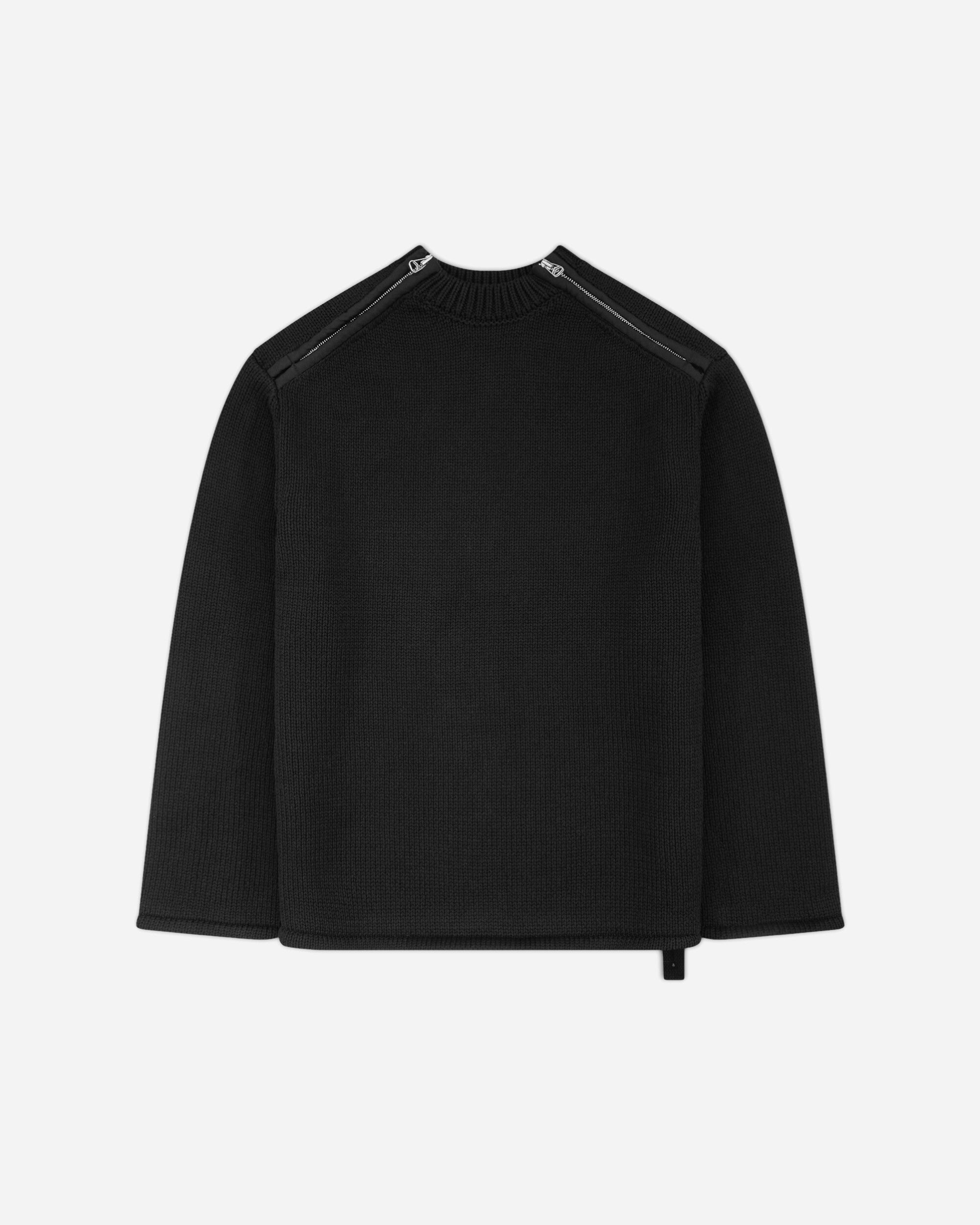 Men s Shoulder Zip Knit Sweater Black