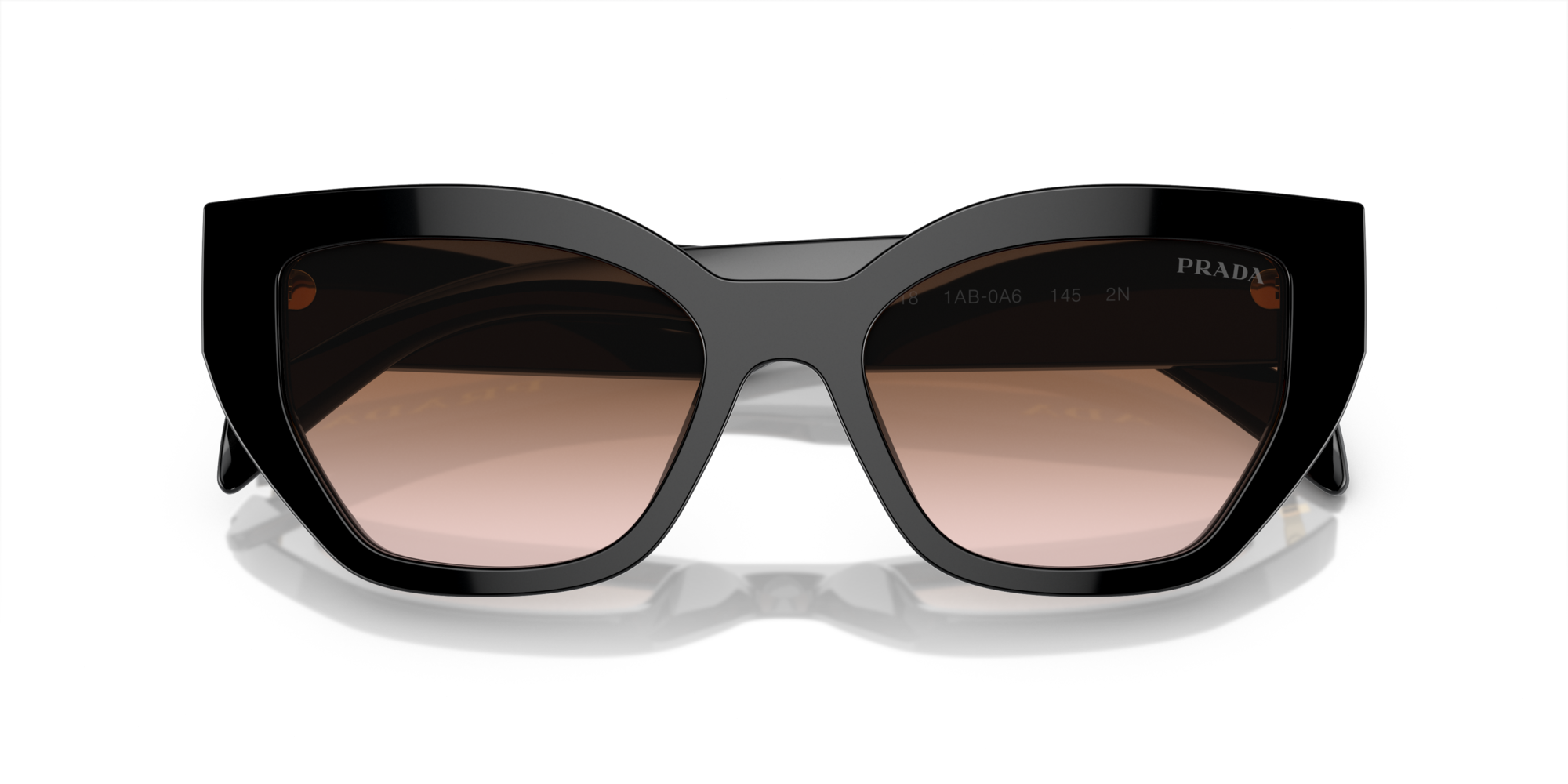 Prada Woman Prada PR A09S 1AB0A6 Sunglasses Acetate Black Brown Butterfly Normal Shaded