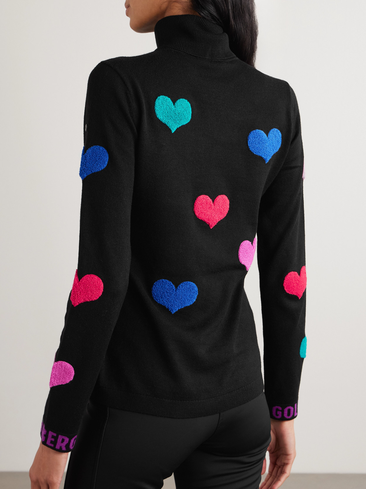 Bacio Appliquéd Knitted Turtleneck Sweater - Black
