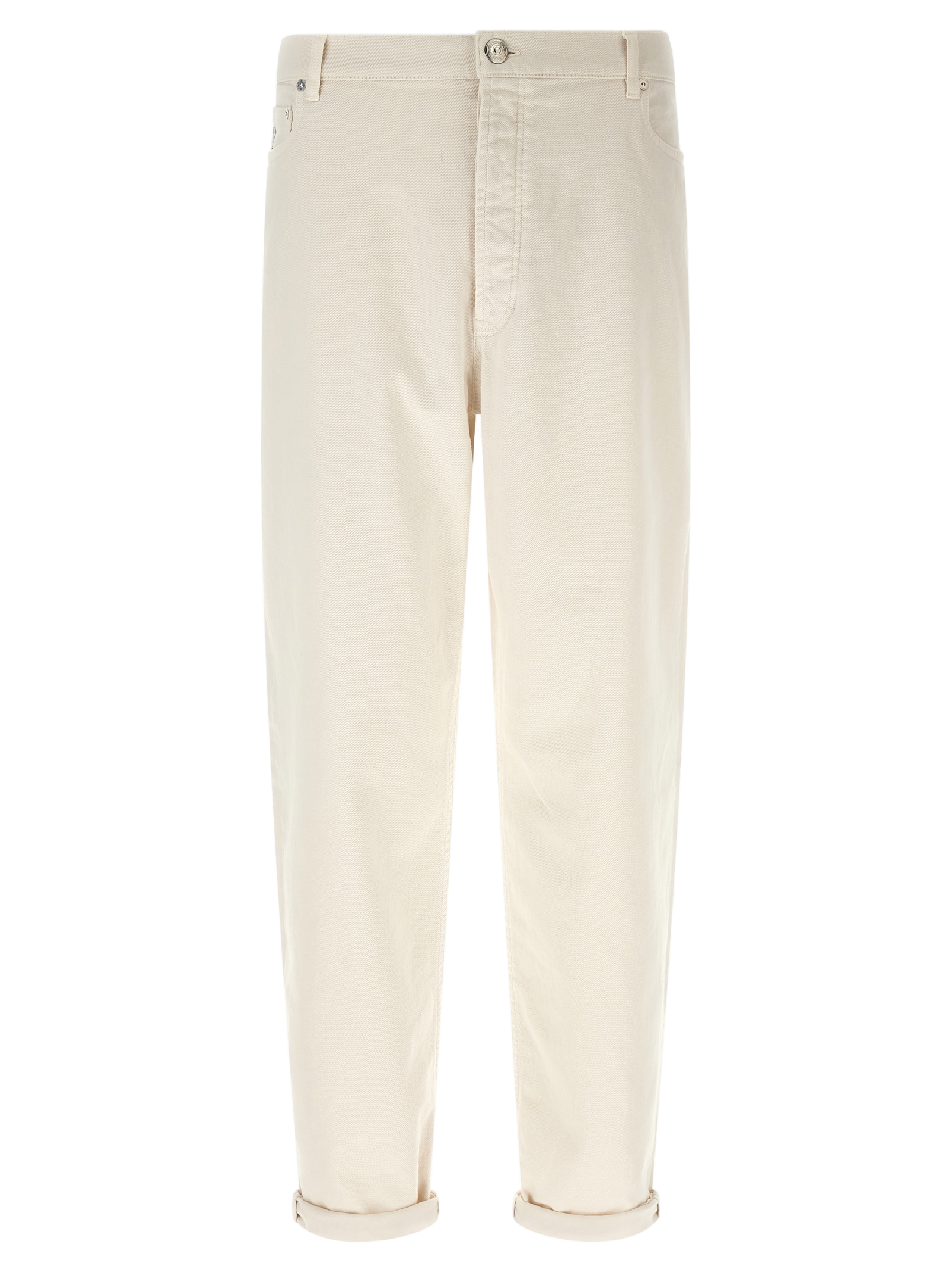 Cotton Canvas Jeans — Beige