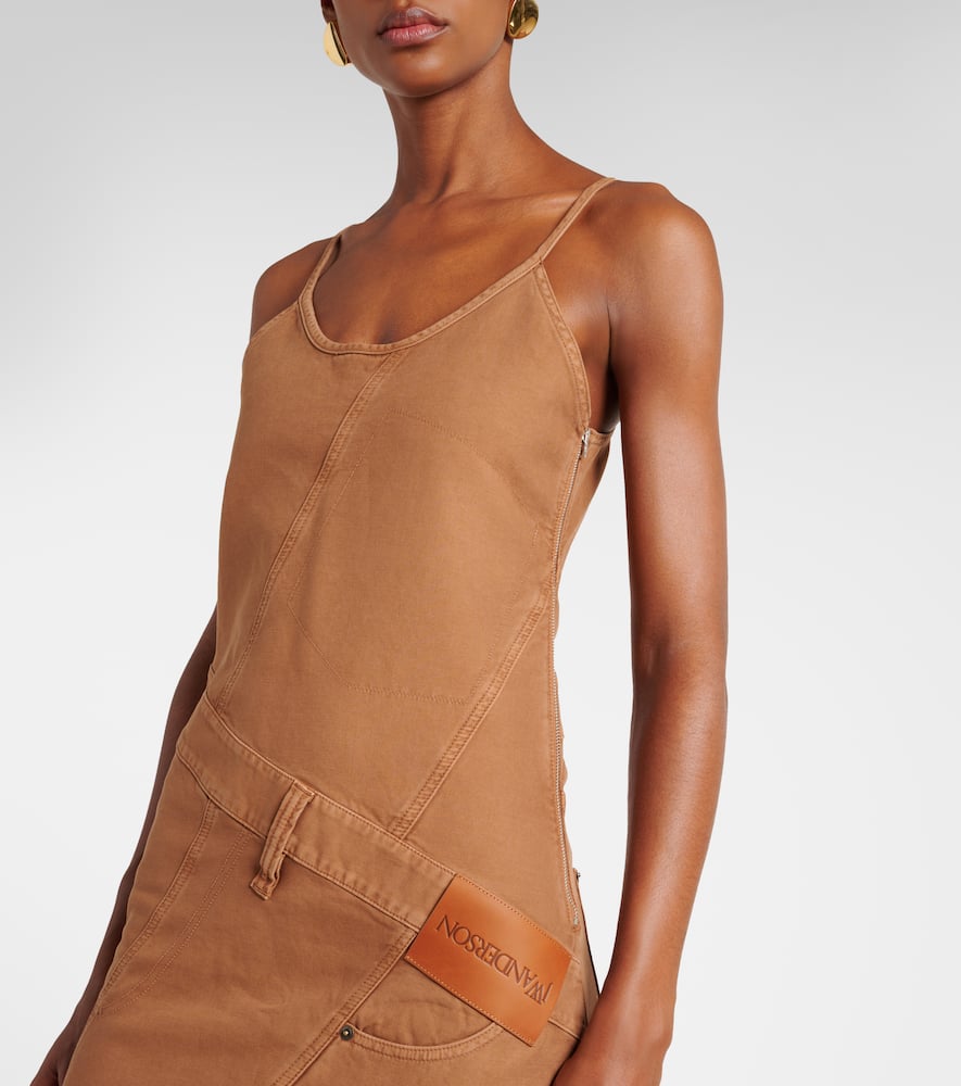 Logo asymmetric cotton midi dress