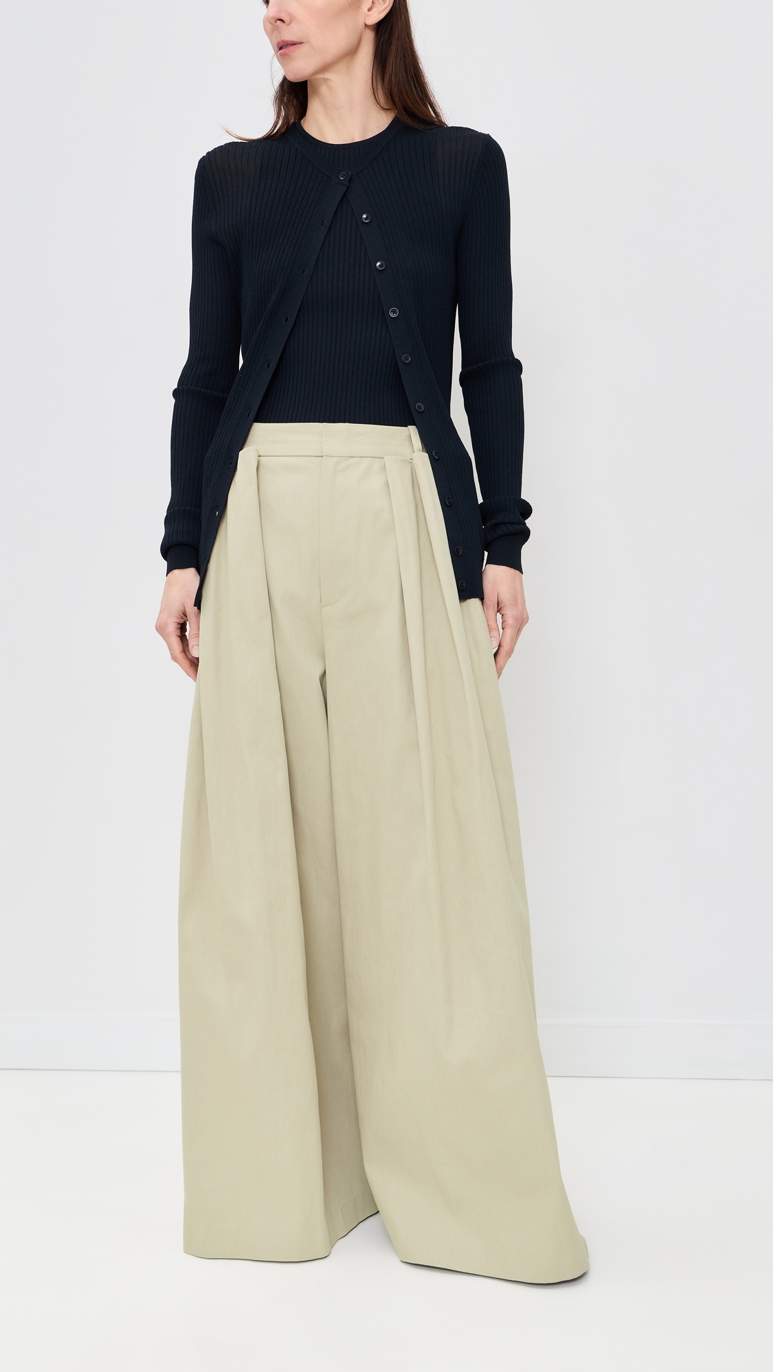 Luxe Twill Tucked Pleated Petite Trousers Taupe