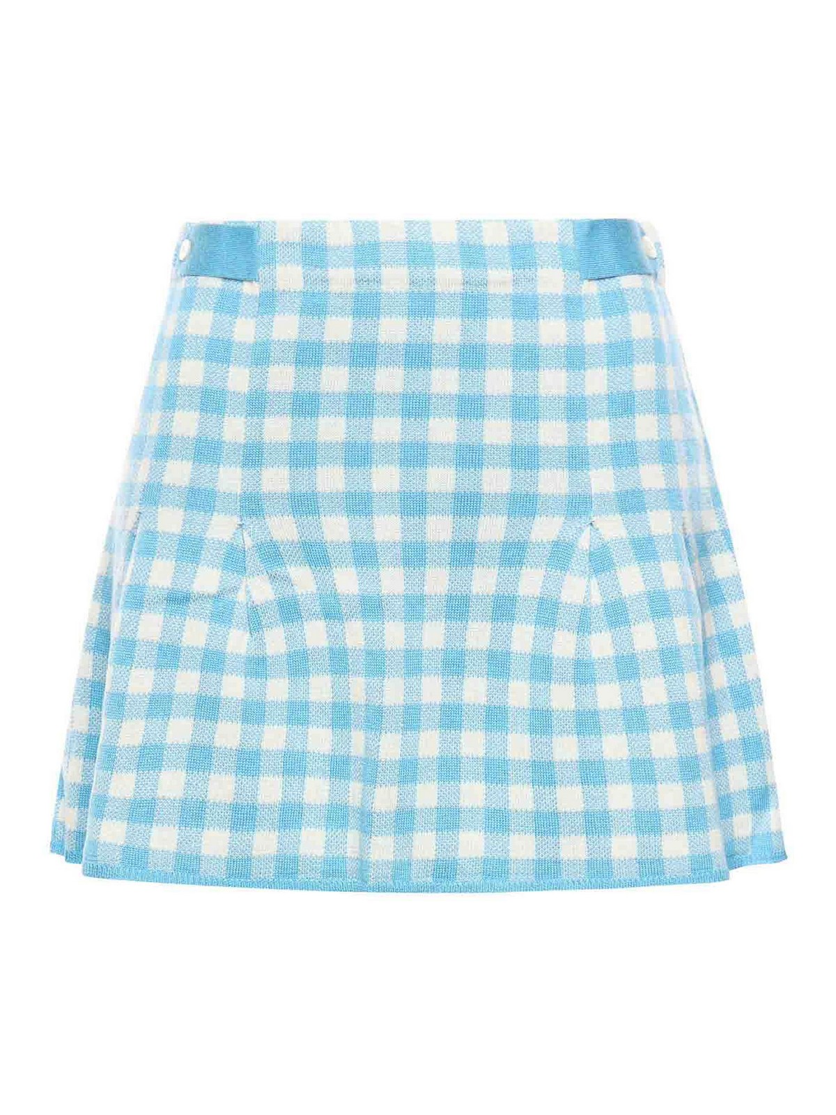 Checked Linen And Silk Blend Skirt