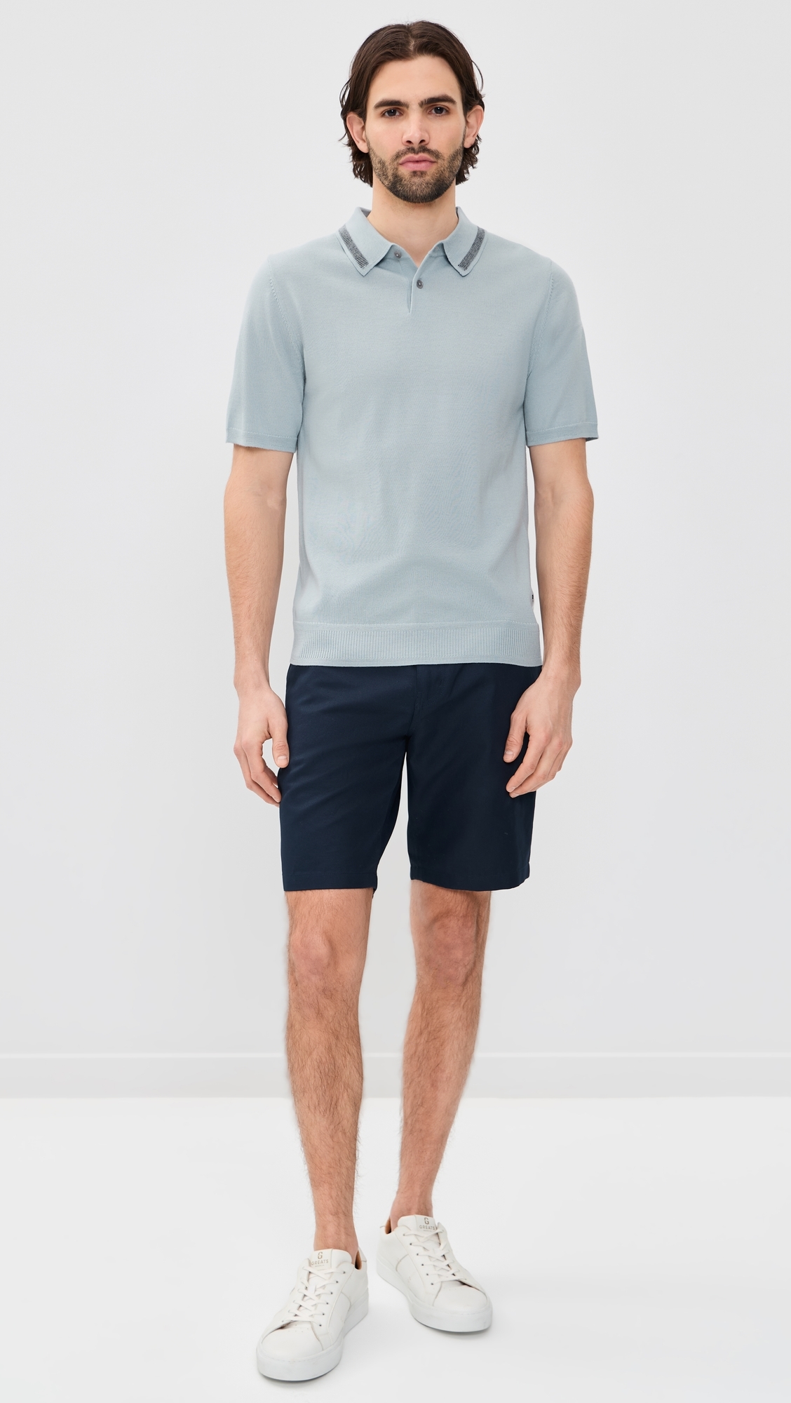 Short Sleeve Sweater Polo Light Blue