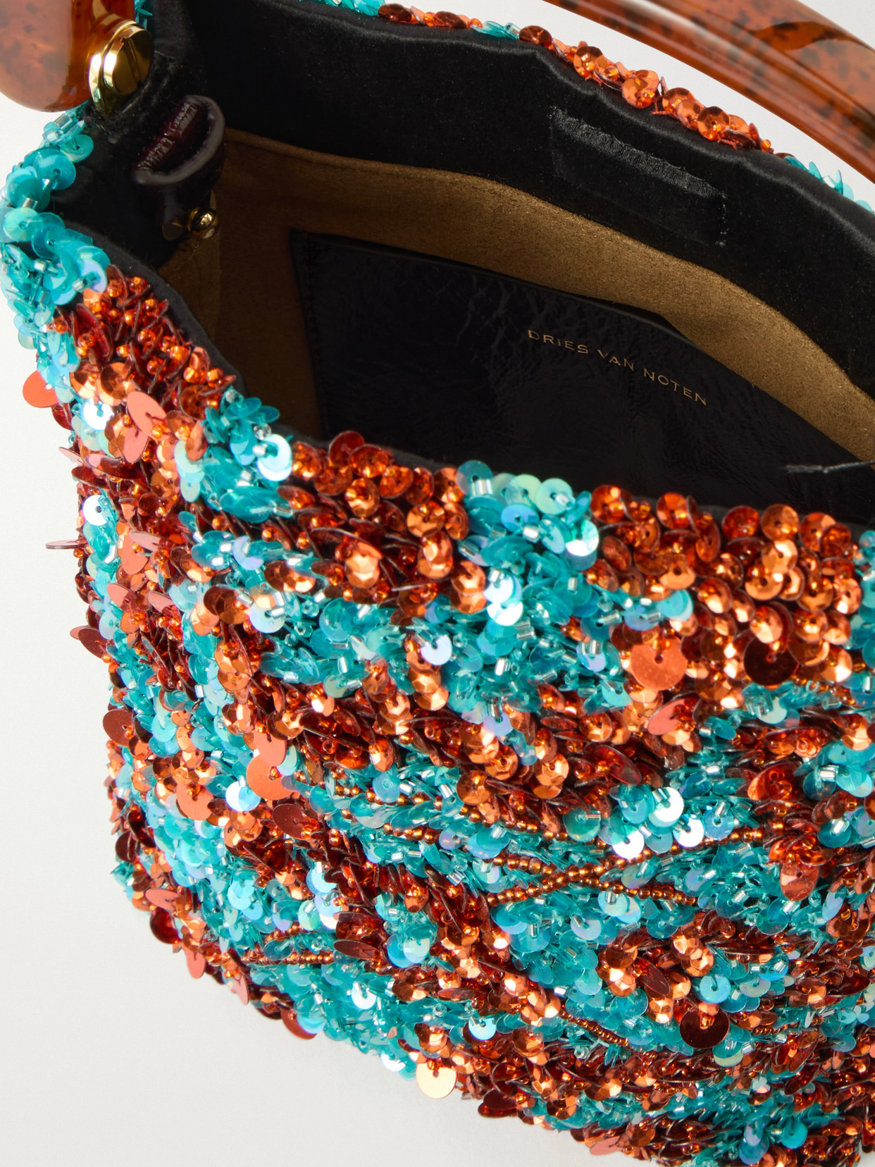 Sequined Satin Shoulder Bag - Blue