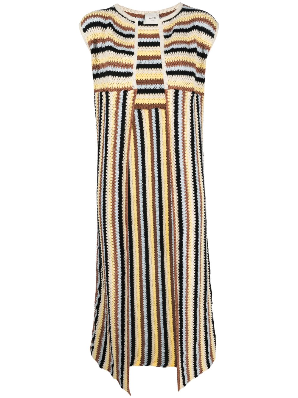 Stripe-pattern knitted gilet - Brown