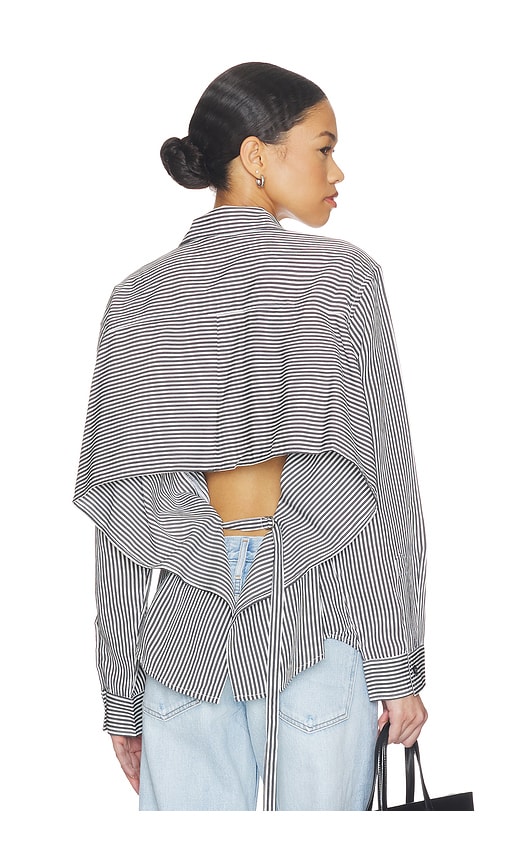 AGOLDE Theo Shirt in Solene Stripe - Black,White. L also in M, S