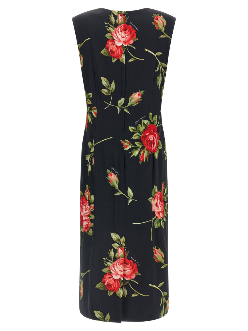 Roses Bouquet Print Midi Dress