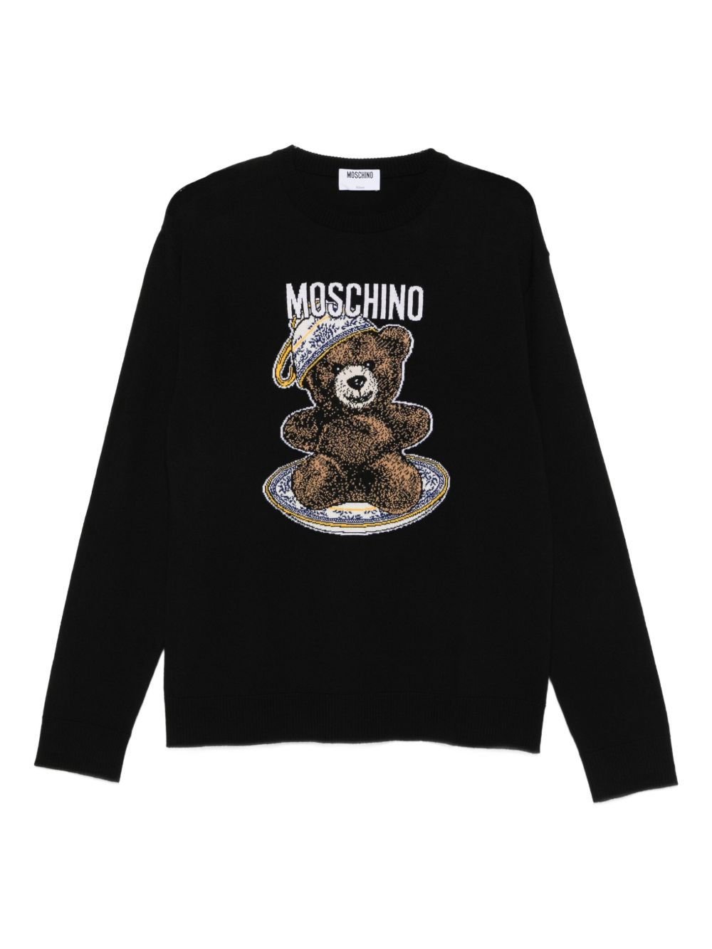 Teddy-intarsia wool jumper - Black