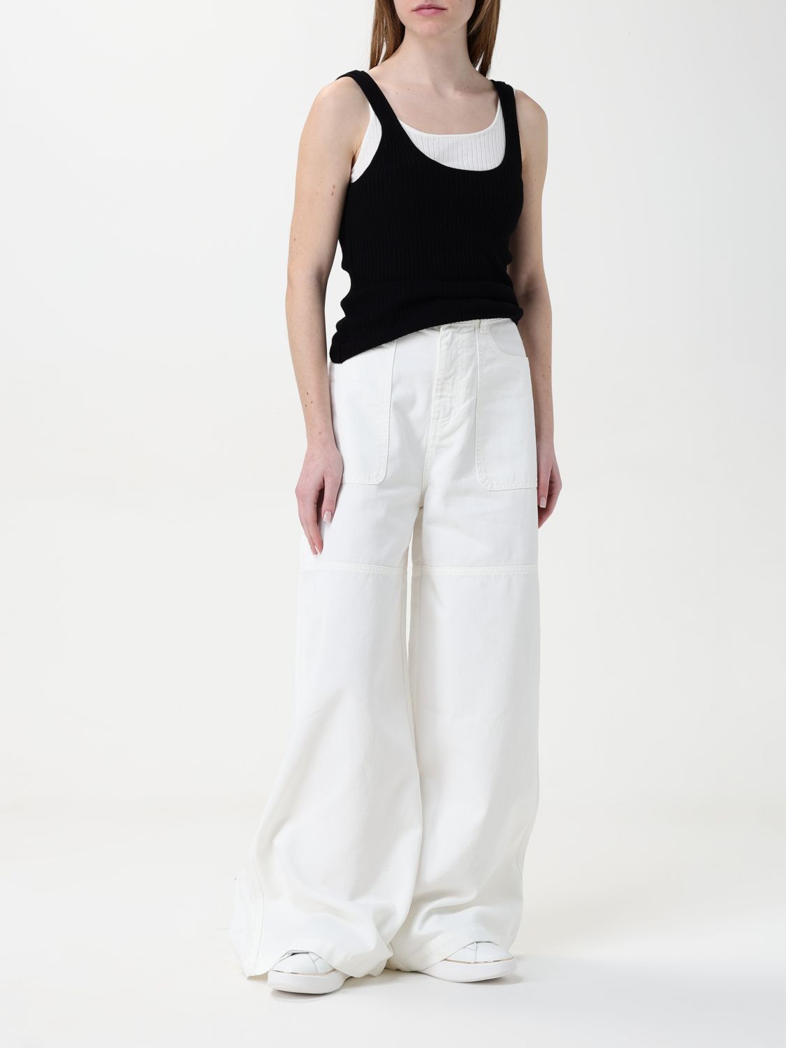 Wide-leg cargo jeans - White