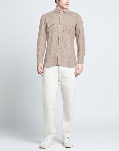 Man Shirt Khaki Size 15 ½ Linen