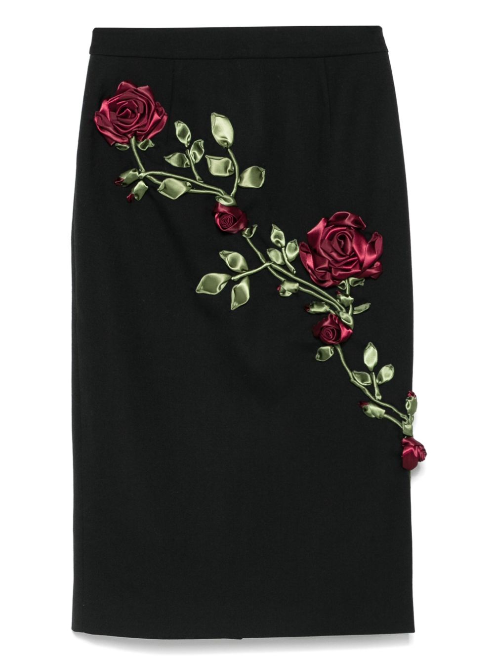 Floral-appliqué skirt - Black