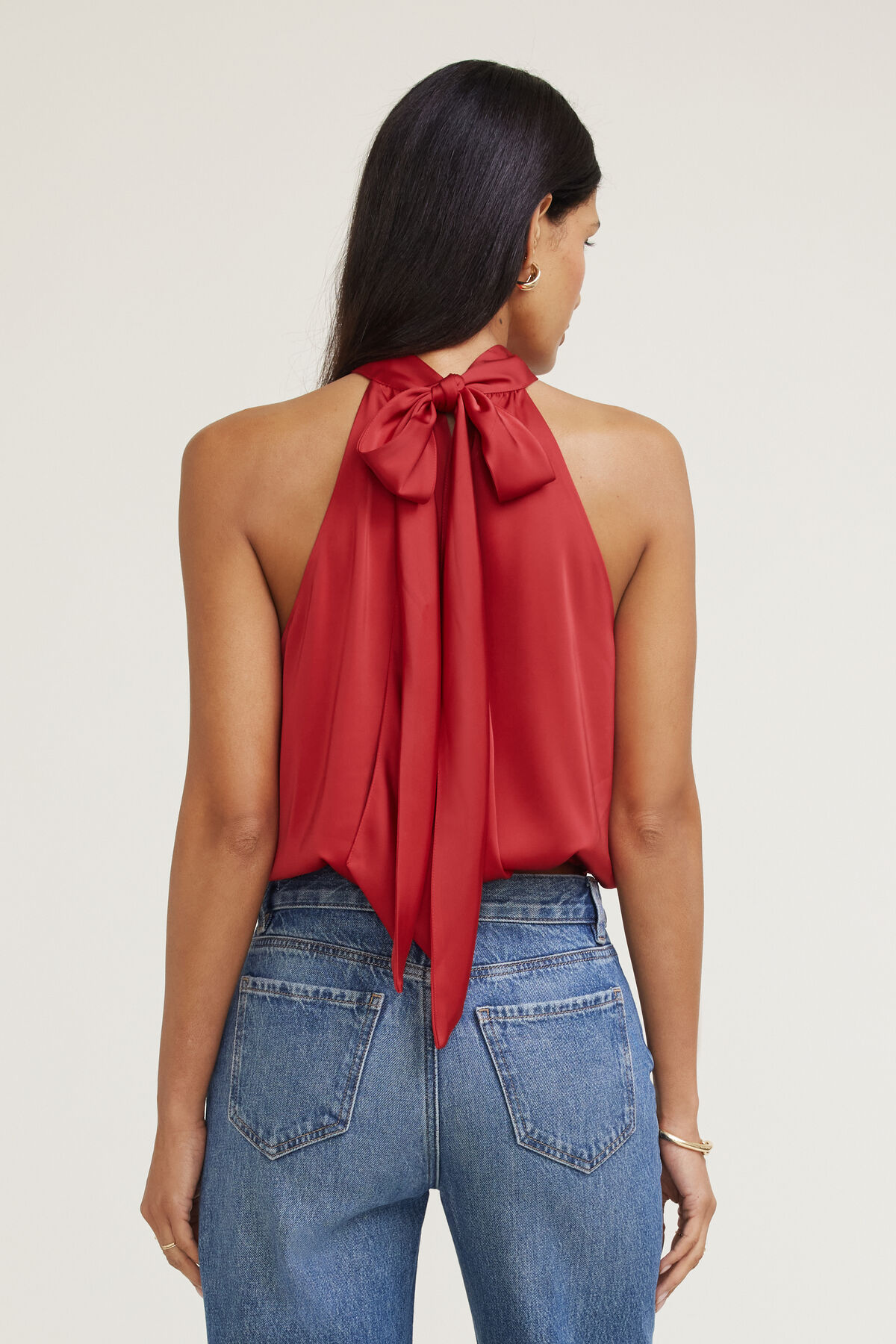 Bubble Satin Halter Blouse