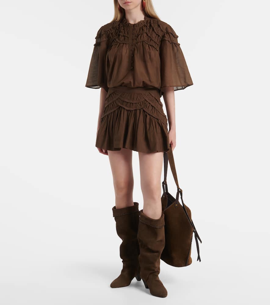 Ceola frilled cotton-blend miniskirt